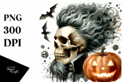 Skull with Hair, Transparent PNG Product Image 1