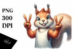 Funny Squirrel Victory Sign Watercolor Clipart Product Image 1