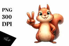 Funny Squirrel Victory Sign Watercolor Clipart Product Image 1