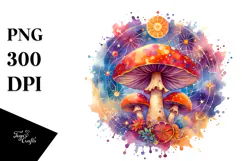 Vibrant Magical Celestial Mushroom Tarot PNG Product Image 1