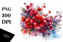 Colorful Red Flowers Abstract PNG Product Image 3