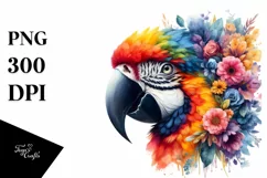 Artistic Watercolor Vibrant Parrot, Clipart Product Image 1
