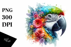 Artistic Watercolor Vibrant Parrot, Clipart Product Image 1