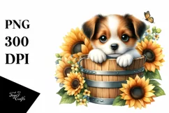 Cute Dog in Sunflower PNG Product Image 1