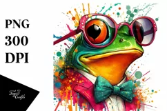 Colorful Artistic Frog Sunglasses, Clipart Product Image 1