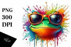 Colorful Artistic Frog Sunglasses, Clipart Product Image 1