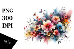 Grungy Flowered Painting PNG Product Image 1