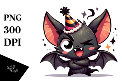 Innocent Bat with Party Hat PNG Product Image 1
