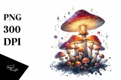 Glossy Magical Mushroom Watercolor Splash PNG Product Image 1