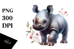 Adorable Baby Rhino with Big Eyes PNG Product Image 1