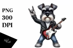 Rock Star Miniature Schnauzer Watercolor Clipart Product Image 3