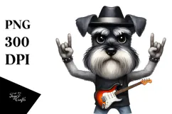 Rock Star Miniature Schnauzer Watercolor Clipart Product Image 1
