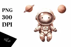 Washed Whimsical Astronaut Girl | Clipart Product Image 1