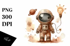 Washed Whimsical Astronaut Girl | Clipart Product Image 1