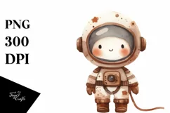 Washed Whimsical Astronaut Girl | Clipart Product Image 1