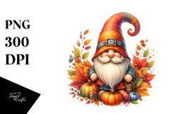 Autumn Gnome,Watercolor PNG Product Image 3