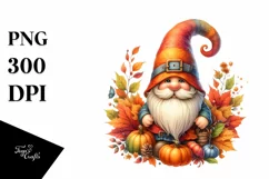 Autumn Gnome,Watercolor PNG Product Image 3