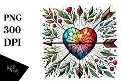 Washed Watercolor Heart with Arrow PNG Product Image 1