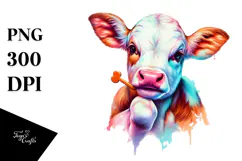 Playful Baby Cow with Clue PNG Product Image 1