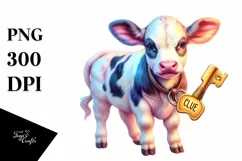 Playful Baby Cow with Clue PNG Product Image 1
