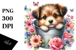 Cute Dog with Flowers PNG Product Image 1