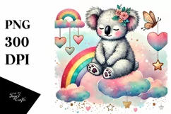 Colorful Pastel Koala Cloud PNG Product Image 1