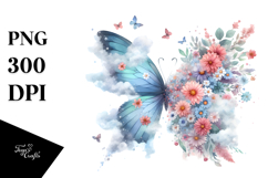 Butterfly with Flowers PNG Product Image 1