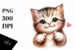 Funny Kitten Love Sign Watercolor Clipart Product Image 3