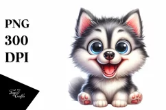Crazy Looking Siberian Husky Watercolor Clipart Product Image 1