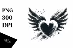 Simple Heart with Wings and Crown, PNG Product Image 1