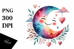 Colorful Half Moon with Hearts, Transparent PNG Product Image 1