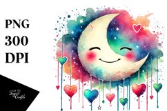 Colorful Half Moon with Hearts, Transparent PNG Product Image 1