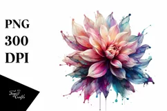 Abstract Material Watercolor Splash Dahlia Clipart Product Image 1