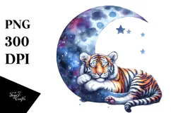 Tiger Sleeping on the Moon PNG Product Image 1