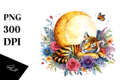 Tiger Sleeping on the Moon PNG Product Image 1