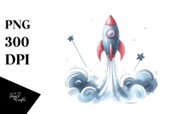 Washed Whimsical Rocket | Clipart Product Image 1