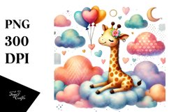 Colorful Giraffe Cloud PNG Product Image 1