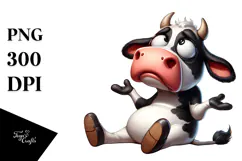 Goofy Holstein Cow with es, Transparent PNG Product Image 1