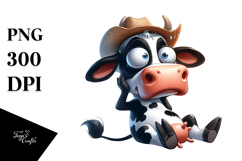 Goofy Holstein Cow Watercolor PNG Product Image 1