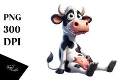 Goofy Holstein Cow with Bow Tie PNG Product Image 1