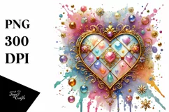Colorful Hearthglass on Splashy Background PNG Product Image 1