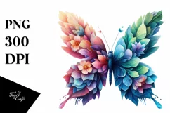 Vibrant Watercolor Butterfly PNG Product Image 1