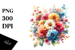 Colorfull Flowers Watercolor PNG Product Image 1