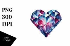 Washed Watercolor Heart Made of Broken Diamond Material PNG Product Image 1