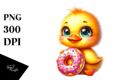 Smiling Cute Baby Duck, PNG Product Image 1