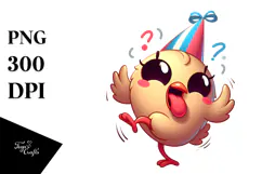 Playful Bird with Party Hat and Tongue-Out Face PNG Product Image 1