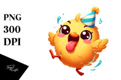 Playful Bird with Party Hat and Tongue-Out Face PNG Product Image 1