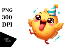 Playful Bird with Party Hat and Tongue-Out Face PNG Product Image 1