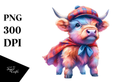 Colorful Baby Highland Cow Hero PNG Product Image 1