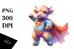 Colorful Baby Highland Cow Hero PNG Product Image 1